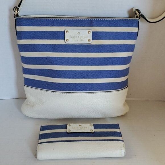 Kate Spade Southport Ave Shoulder Bag Cora Crossbody Blue White Stripe WOMAN'S - Picture 16 of 16